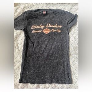 Harley-Davidson Black Heather Tee with Cream & Tan Logo XL